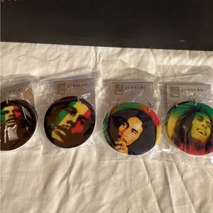4 PAIRS Colorful Bob Marley Earrings Set